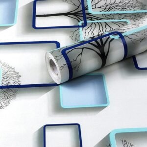 Barebeauty 3D Wallpaper Peel and Stick Blue White - Self-Adhesive Contact Paper Roll for Home and Wall D?cor (60L * 200W CM) (PH-Blue) (BLUE WHITE)