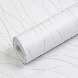 Barebeauty Shelf Liner Decorative Self Adhesive Vinyl Sheet Furniture, Almirah Cupboard Stairs Walls (45L * 300W CM) (White Black Line)