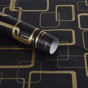 Barebeauty Self Adhesive Black Waterproof Wallpaper Vinyl Stickers PVC Wall Papers (45L * 300W CM) (Black Gold Box)