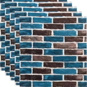Barebeauty 3D Brick Wallpaper for Wall ? Self Adhesive PE Foam Wall Stickers, 3D Wall Paper Waterproof DIY Wall Panels for Home & Office D?cor (70L * 77W CM) (BAATLI BLUE)
