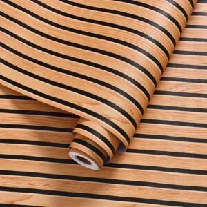 Barebeauty Latest Stylish Wooden Louver Design Peel & Stick Large Size self Adhesive Wallpaper Sticker for livingroom Bedroom kidsroom (45L * 300W CM) (BROWN STRIP)