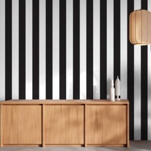 Barebeauty Achromatic Stripes Print Wall Stickers | Waterproof & Scratch Resistant | Easy Installation | (45L * 300W CM) (DE-BlackWhite)
