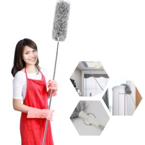 Barebeauty Microfiber Feather Duster with Extendable Pole, 100" Telescoping Cobweb (STP-Duster-Gray)