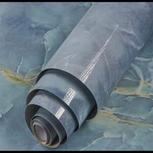 Barebeauty New Vinyl Marble Wallpaper Peel and Stick Waterproof Wallpaper (60L * 200W CM) (DE-BlueMarble)