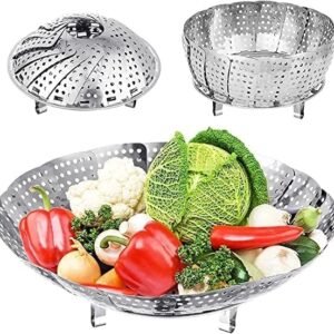 Barebeauty Vegetable Steamer Basket, Premium Stainless Steel Veggie Steamer Basket - Folding Expandable Steamers to Fits Various Size Pot (6" to 10.5")