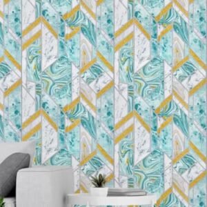 Barebeauty Self-Adhesive Waterproof PE Foam 3D Wallpaper Sticker for Bathroom, Living Room, and Home Decoration (70L * 70W CM) (Mint Green)