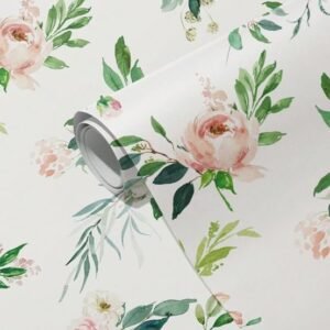 Barebeauty Modern Design self Adhesive Flower Wallpaper for Walls (45L * 300W CM) (White Flower)