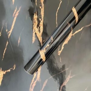 Barebeauty New Vinyl Marble Wallpaper Peel and Stick Waterproof Wallpaper (60L * 200W CM) (black gold foil)