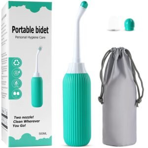 Portable Bidet for Personal Hygiene Care Handheld Travel Bidet with Two Nozzles Carry Bag Manual Squeeze Bottle for Gentle and Effective Cleaning 500 ml Capacity