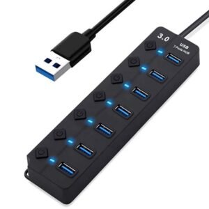 USB 3 Hub 0 7 Port with Individual Power Switches High Speed Data Transfer Multi USB Splitter for Laptop PC Portable USB Expander for Keyboard Mouse Pendrive Accessories