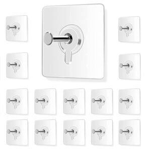 Heavy Duty Transparent Adhesive Wall Hooks for Hanging Waterproof Seamless Hooks for Kitchen Bathroom Door Home Office Reusable Strong Self Adhesive Utility Hooks (Pack of 12)