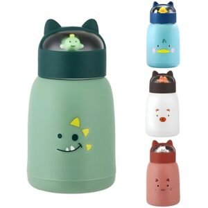 Cute Rabbit Water Bottle for Kids Portable Cartoon Bunny Cup with Handle Glass Insulated Sipper Bottle Water Cup for School Travel Outdoor Use
