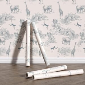 Floral Peel and Stick Wallpaper Vintage Boho Floral Removable Wallpaper Vinyl Self Adhesive Mural Leaf Contact Paper for Home D?cor Rustic and Nature Style (45L * 300W CM) (Animal)